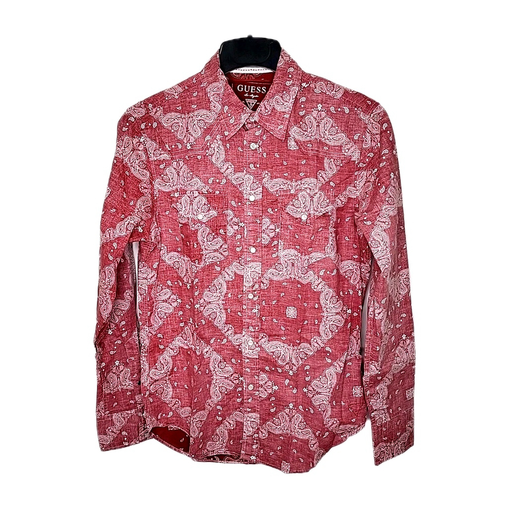 Guess Los Angeles Men's Shirt Size S Pearl Snap Long Sleeve Western Wear